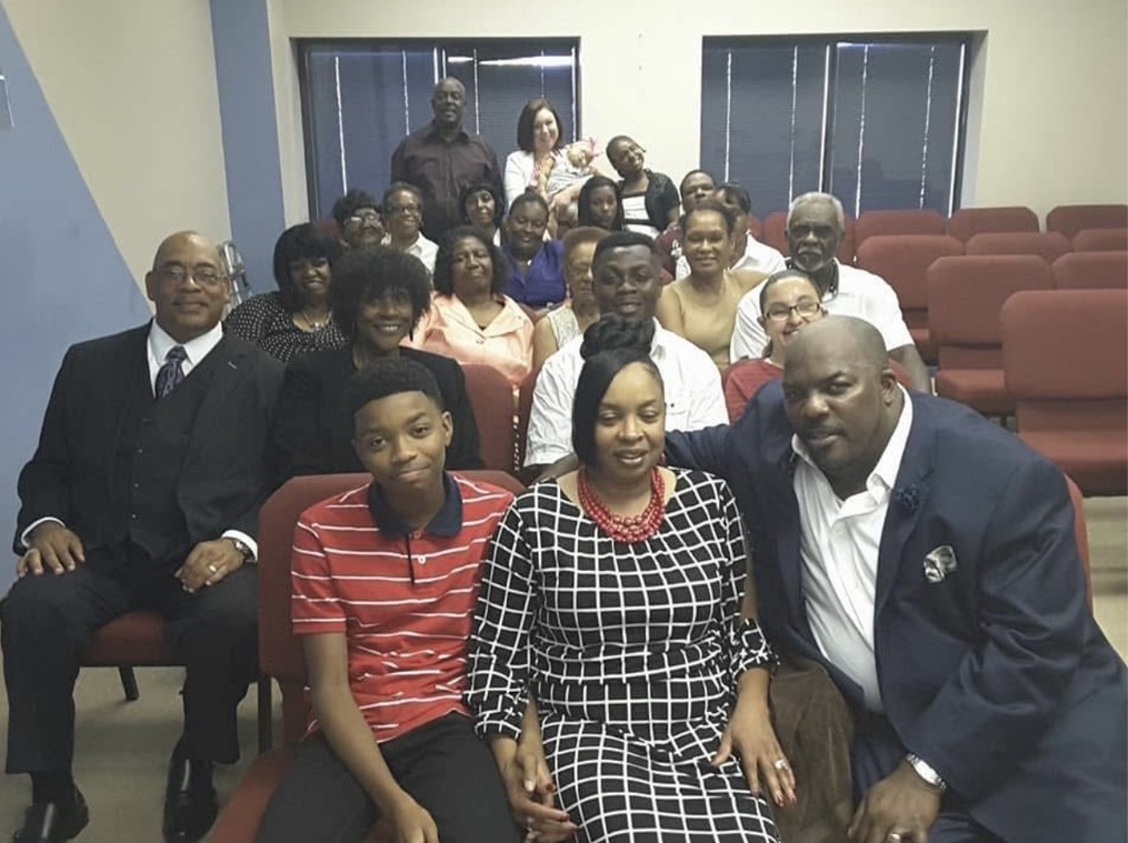 Church family gathered together in the sanctuary